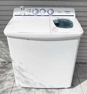 1円～ HITACHI 日立 2022年製 2槽式電気洗濯機 青空 PS-55AS2 洗濯・脱水容量5.5kg