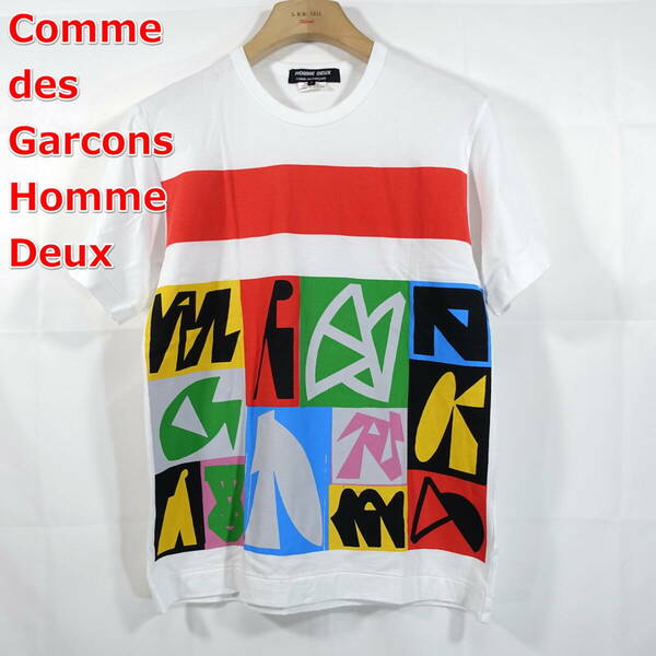 【良品】コムデギャルソンオムドゥ　象形文字Ｔシャツ　COMME des GARCONS Homme Deux　サイズＳ