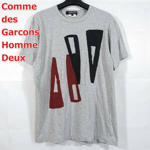 【良品】コムデギャルソンオムドゥ　幾何学柄Ｔシャツ　COMME des GARCONS Homme Deux　サイズＳ　灰黒茶