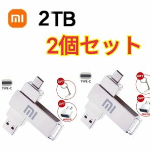 Xiaomi USBメモリ タイプC USBフラッシュドライブ 2in1 2テラバイト　2個セット