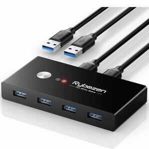 ★未開封（動作未確認）Rybozen USB 3.0スイッチセレクター KVMスイッチャー USBデバイス4台の共有用 ワンボタン交換 キーボード マウス