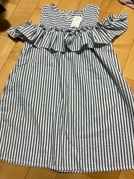 女の子 ワンピース カットソー 140cm 夏服 肩出し トップス 