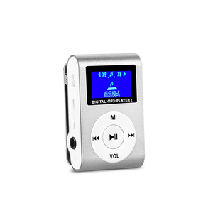 MP3 player aluminium LCD screen attaching clip microSD type MP3 player silver x1 pcs * free shipping outside fixed form 