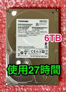 【送料無料★使用時間27時間★6TB】TOSHIBA★東芝製DT02ABA600V★Serial ATA★2023年11月製