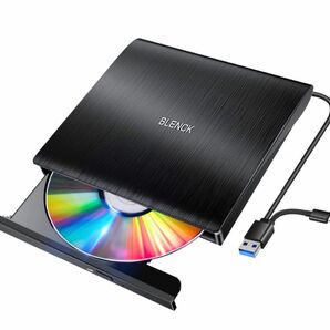 DVDドライブ 外付け USB3.0 ポータブル CD/DVDプレイヤー 静音 高速 軽量 スリム コンパクト CD/DVD読取