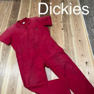 Dickies ディッキーズ つなぎ 半袖 オールインワン 薄手 ワークジャケット y2k USA企画 ビッグシルエット レッド サイズ2XL 玉mc2792