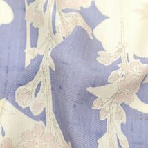 【紬】　単衣　訪問着　『しょうざん』 　生紬　幻想的ゆらぎの桜の花　正絹　着物　MS5-1_画像6