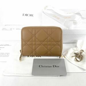 Lady Dior Voyageur スモール ジップコインケース　ベージュ　レディディオール　レザー 財布 ミニウォレット　ブラウン　ベージュ