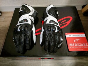 【1回使用】alpinestars supertech black white M アルパインスターズ スーパーテック レーシンググローブ