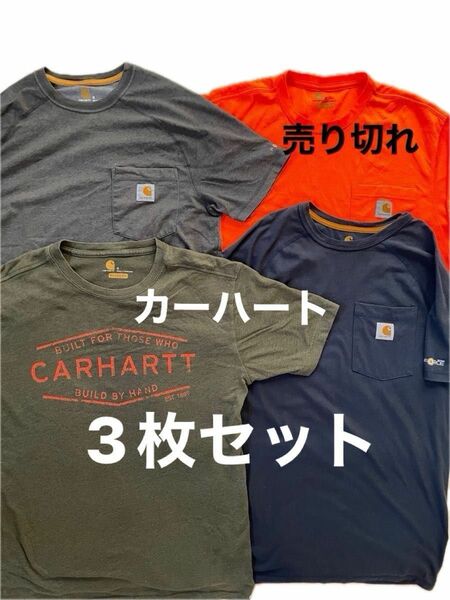 【希少カラー】早い者勝ち Carhartt Tシャツ 3枚まとめ売り カーハート ポケットTシャツ ポケット付きTシャツ 古着