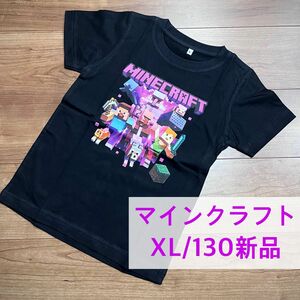 新品XL/130マインクラフトプリント半袖Tシャツ黒minecraft マイクラ海外子供服パジャマルームウェアキッズ