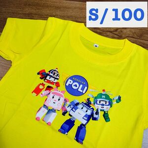 新品S(100)サイズロボカーポリープリント半袖Tシャツ黄色ポリーアンバーロイヘリーパジャマ子供服robocarpoli