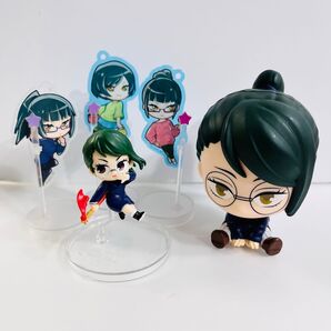 呪術廻戦 デコラpick アクリル ぴょんこれフィギュア カプキャラ 禪院真希・禪院真依 5点セット