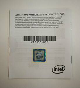  regular goods [ INTEL CORE i7 9th Gen ] emblem seal unused INTEL CORE i7 seal several stock 