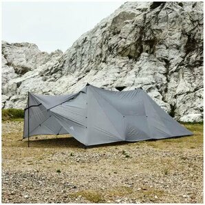 【残りわずか！】SNB/アンドワンダー×ムラコ muraco HERON 2POLE TENT SHELTER SET 574-3977173/Gray/コラボ/大型/大人数/ファミリー/焚火の画像4