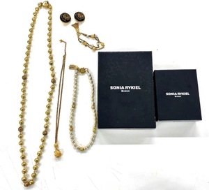 P140-W7-1430 SONIA RYKIEL BIJOUX ソニアリキエル ビジュー アクセサリー まとめ ネックレス ブレスレット イヤリング ゴールドカラー③