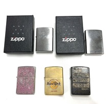 P142-W14-89 ▲Zippo ジッポ オイルライター 5点 Hard Rock/CROSS クロス ピンク/シルバーカラー 他 箱付きあり 火花あり 喫煙具③_画像1