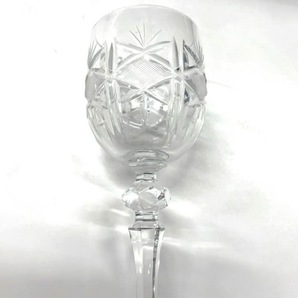 P126-W13-1074 BOHEMIA Hand-cut lead crystal ボヘミア ハンドカット クリスタルガラス ペアグラス ワイングラス 2個セット 箱あり③の画像4