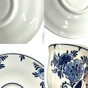 P131-W7-1263 ◆ Royal Goedewaagen Blue Delft Handwork Holland カップ＆ソーサー 花 青 ブルー 食器 洋食器③の画像9