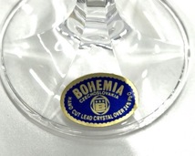 P124-W13-1073 BOHEMIA Hand-cut lead crystal ボヘミア ハンドカット クリスタルガラス ペアグラス ワイングラス 2個セット③_画像6