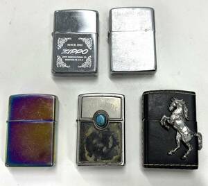 R484-W7-1603 ▲ Zippo ジッポ オイルライター 5点セット JACKDANIELS/馬 レザーカバー/レインボー 他 喫煙器具 喫煙グッズ 喫煙具③