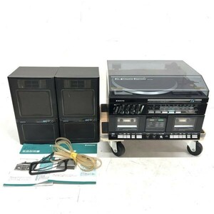 Q124-W7-1463 ◆ SANYO サンヨー システムコンポ レコード ラジオ カセット DCW-W03 スピーカー SX-W03 通電確認済み 2口発送③