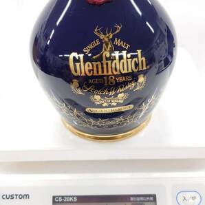 R358-W13-1128 Glenfiddich グレンフィディック エンシェントリザーブ ウイスキー 18年 700ml 43％ 陶器 青 ボトル 箱付き 未開栓④の画像10