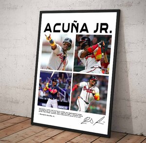 ポスター 【 MLB ロナルド・アクーニャ・ジュニア / Ronald Acuna Jr. 】poster フレーム付 A4 297×210mm -c1