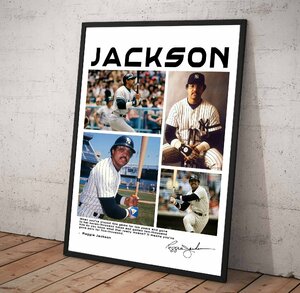 ポスター 【 MLB レジー・ジャクソン / Reggie Jackson 】poster フレーム付 A4 297×210mm -c1