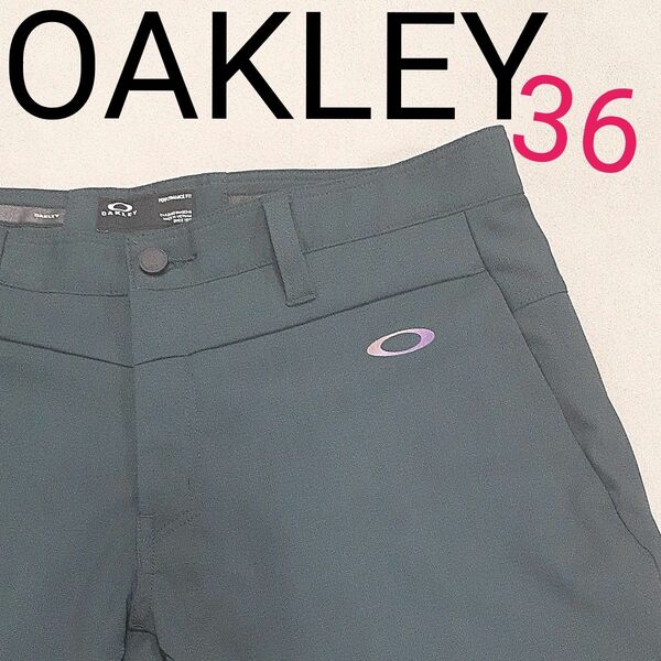 【超美品】 オークリー　OAKLEY　 ストレッチ ゴルフ ゴルフパンツ ストレッチパンツ　メンズ36　モスグリーン スカル　軽量