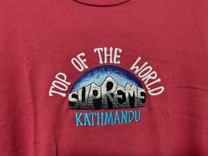 supreme Top of the World 20SS Tee シュプリーム Tシャツ 半袖 プリント 刺繍 レッド バーガンディ エンジ S