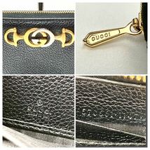 【付属品付 極美品】GUCCI グッチ 長財布 ズゥミ ラウンドジップ ファスナー インターロッキング ホースビット レザー 本革 黒 メンズ _画像9