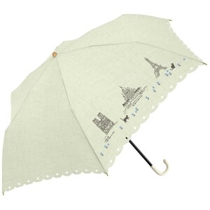 ☆ パリの猫とスカラップ/グリーン ☆ ブラックコーティング晴雨兼用 50cm 折りたたみ傘 折りたたみ傘 レディース 折り畳み傘 50cm