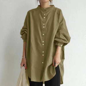 ☆ オリーブグリーン ☆ Lサイズ ☆ ロングチュニック lyblushirt シャツ レディース チュニック ブラウス ロングシャツ 長袖 ロング