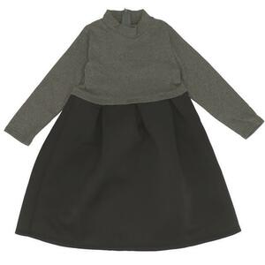 ☆ グレーXブラック ☆ 130CM 子供服 ワンピース 長袖 通販 フォーマル 黒 ブラック ドレス 子供 女の子 ピアノ 発表会 入園式 卒園式 入