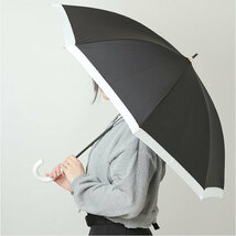 ☆ グログランリボンxステッチBLGY ☆ 晴雨兼用長傘 50cm 傘 レディース 大人 長傘 50cm 晴雨兼用傘 かさ カサ 雨傘 日傘 手開き_画像5