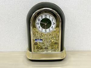 W531-000000 CITIZEN シチズン 置時計 電波時計 クオーツ 4RN427-005 メロディ付き ゴールド×ブラック 箱あり ⑥