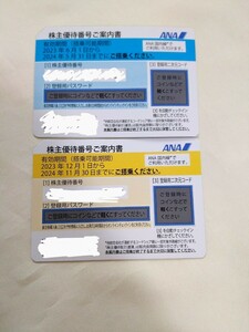 ANA 全日空 株主優待券　2024.5.31まで　2024.11.30まで　各1枚　計2枚