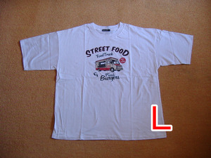 半袖Ｔシャツ◎ビッグシルエット◎STREET FOOD◎白◎Ｌサイズ