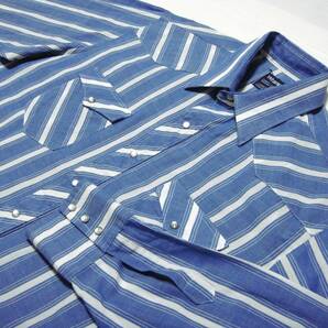 ■送料0 ^ ^ ラングラー/Wrangler【 ストライプ ウエスタンシャツ XL 】アメリカ ワークシャツ USA古着 N4■ウエスタンシャツ 大量出品中■の画像1