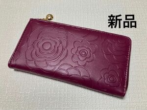【新品】L字ファスナー 合皮 レディース 財布 紫系