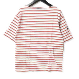 SAINT JAMES セントジェームス 半袖Tシャツ ピリアック ボーダー PIRIAC ボートネック コットン フランス製 WHITE/ORANGE 6 27105578