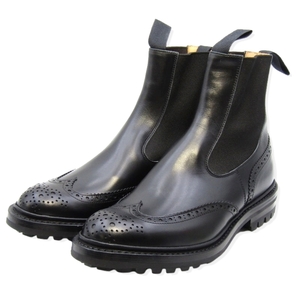 未使用 Tricker's トリッカーズ UK7 サイドゴアブーツ 2754/3 HENRY ヘンリー ボックスカーフ エラスティック ブラック 35003129