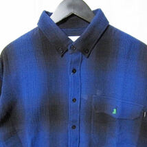 未使用 WHIMSY ウィムジー 半袖ポロシャツ WMS-23SS-010 SHADOW PLAID SHIRT ブルー XL タグ付き 27105802_画像3