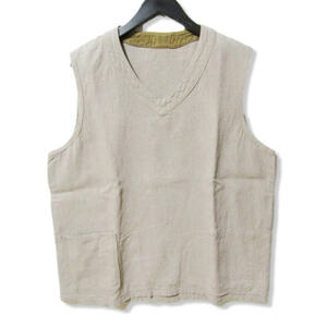 Nigel Cabourn ナイジェルケーボン リバーシブル リネンフレンチ ホスピタルベスト FRENCH HOSPITAL VEST ベージュ 48 27105814