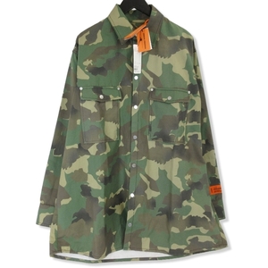 未使用 HERON PRESTON ヘロンプレストン LS POCKETS SHIRT HMGF22-180 カモフラージュ柄 オーバーサイズ 長袖シャツ GREEN M 71009229