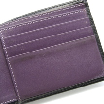 ETTINGER エッティンガー 二つ折り財布 ブライドル 札入れ 英国製 ブラック×パープル 24002998_画像6