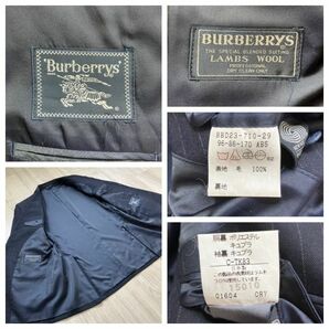 【希少!!圧巻スリーピース】 BURBERRY バーバリー スーツ セットアップ AB5 メンズ L ネイビー 紺 ウール ジャケット ジレ 最高級 3ピースの画像10