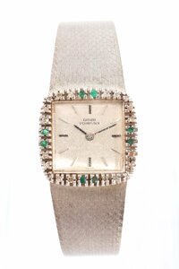 *GIRARD PERREGAUXjila-ru.rugo18K stamp 750 gross weight approximately 36g diamond emerald bezel hand winding lady's wristwatch antique 1701-TE