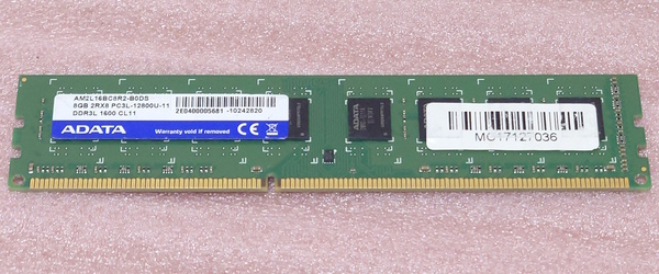 ◇ADATA AM2L16BC8R2-B0DS *PC3L-12800U/DDR3L-1600 240Pin DDR3 UDIMM 8GB 動作品